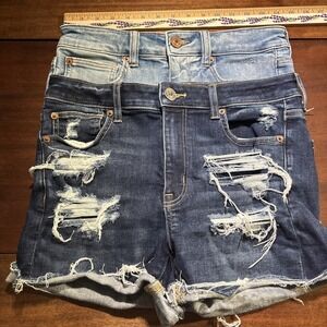 American Eagle Next Level Stretch Womens Lot Of 2  Denim Cutoff Shorts 8